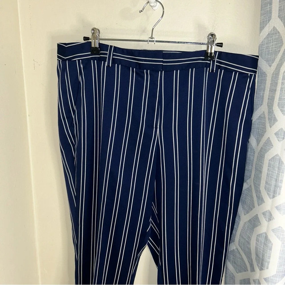 Michael Kors Women's Navy Blue Pin Stripe Pants - Picture 2 of 5